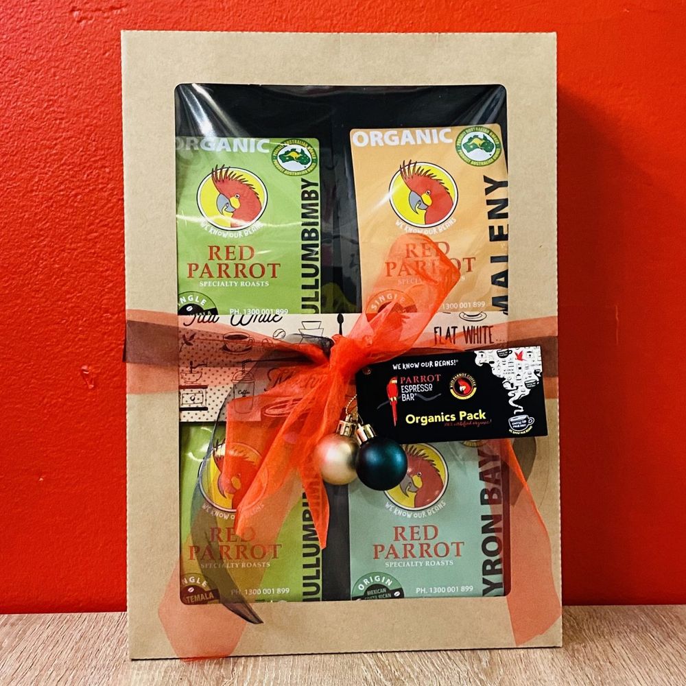Gift pack with 4 varieties of premium 100% organic coffee beans